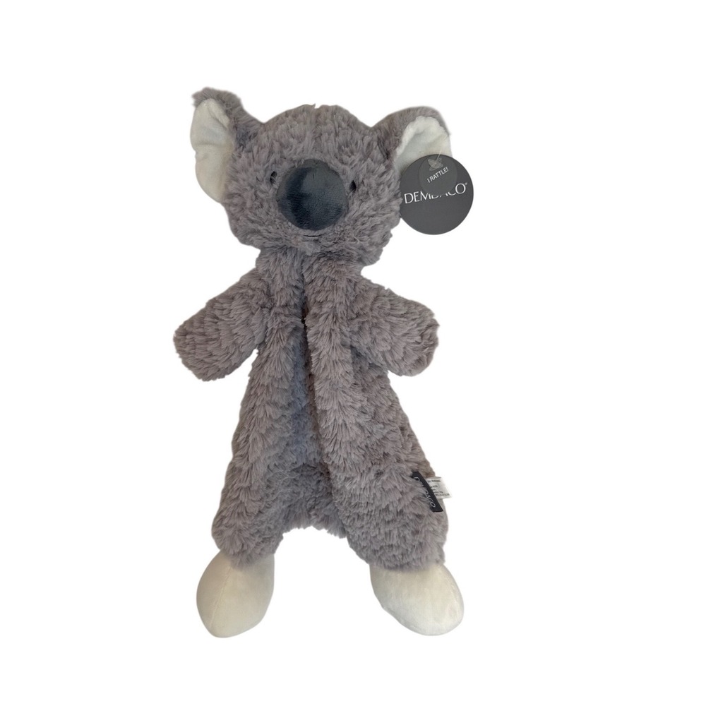 Demdaco Koala Rattle Lovey Plush Security Blanket Gray Cream Infant Soft Toy NEW